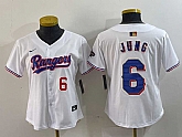 Women's Texas Rangers #6 Josh Jung Number White 2024 Gold Collection Limited Cool Base Jersey,baseball caps,new era cap wholesale,wholesale hats